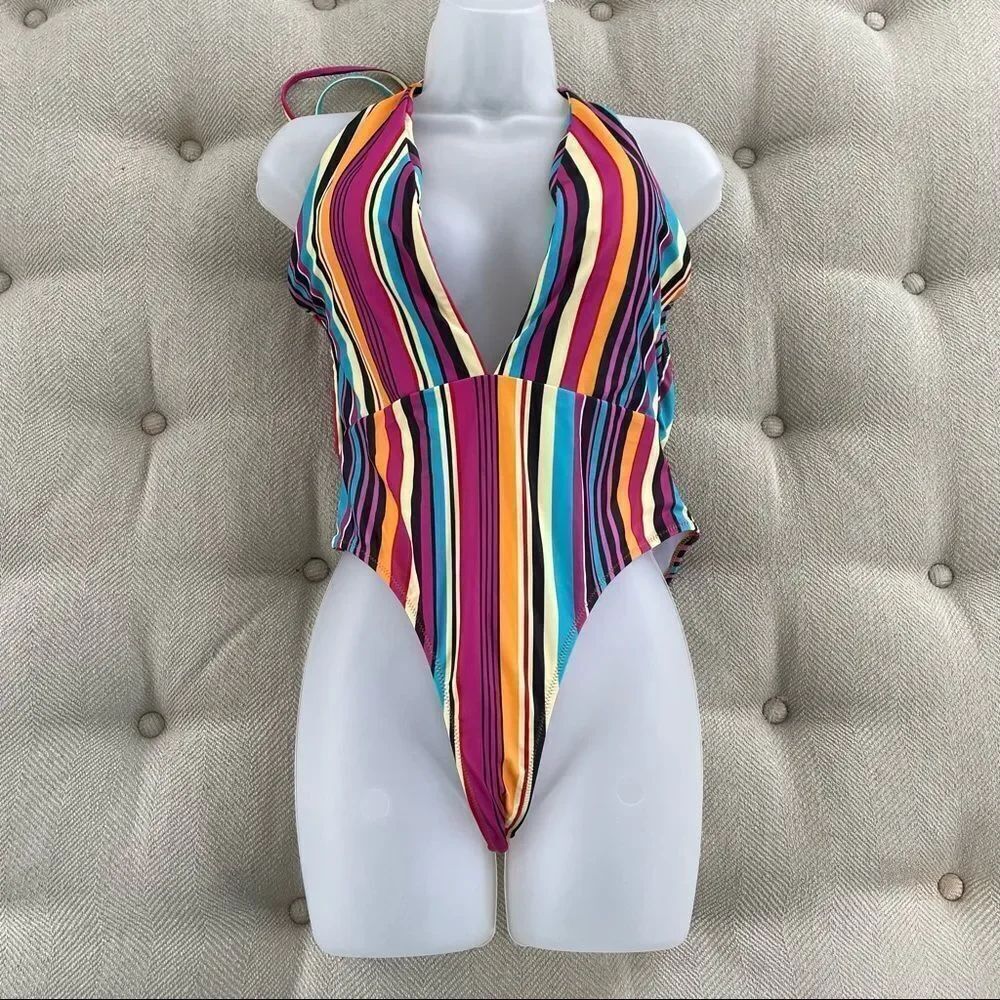 Shein Plungling Neckline One Piece Swimsuit L